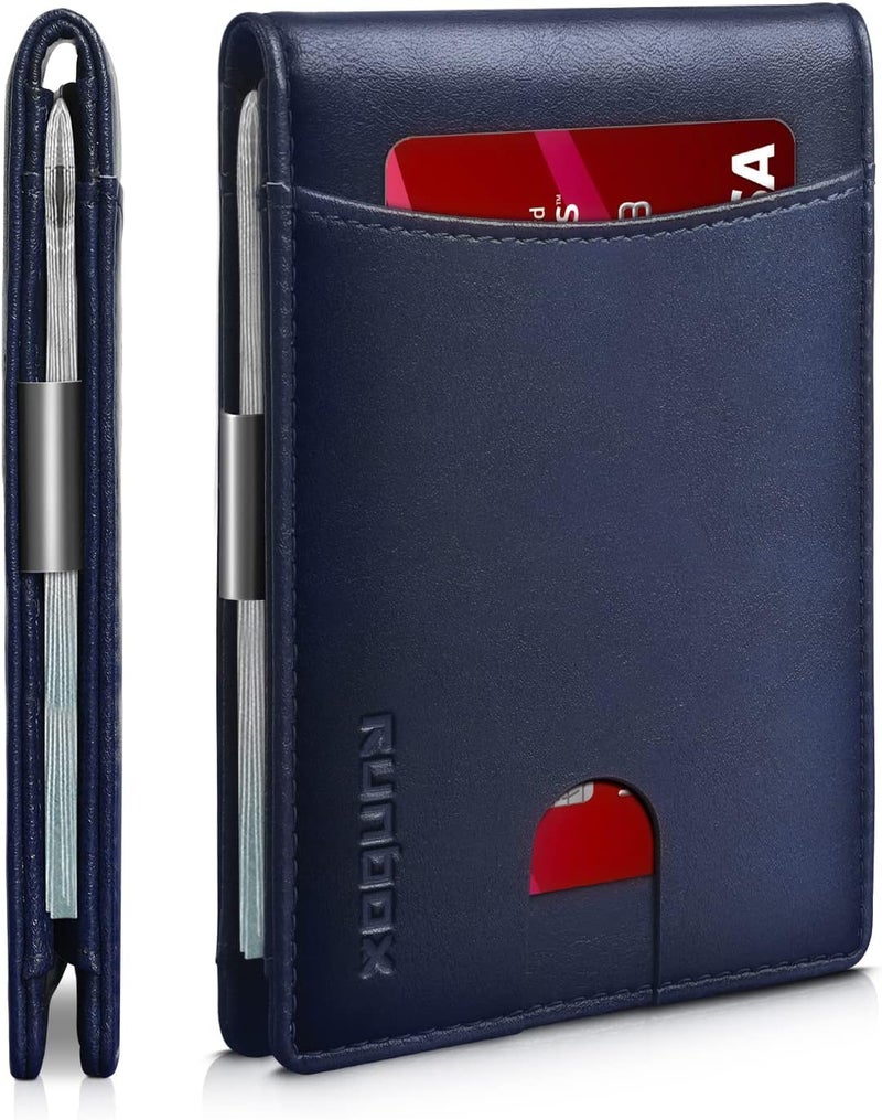 RUNBOX Slim Novelty Wallets for Men RFID Blocking 11 Card Holder Minimalist Small Leather Bifold Men's Front Pocket Wallet Gift Box - Image 1